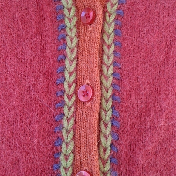 MFH Knits Baby Alpaca Blend Cardigan Sweater M Red Purple - Picture 11 of 16